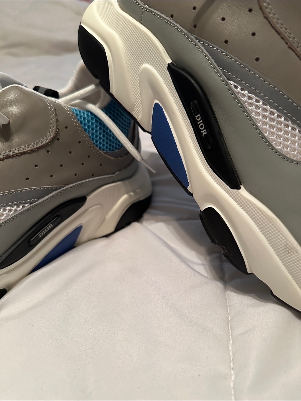 Dior Men's Gray White Blue Athletic Sneakers - Picture 2 of 5
